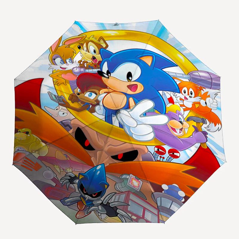 1pc Sonic the Hedgehog Automatic Opening and Closing Umbrella - Lightweight 3-Fold Design, Suitable for Fans, Travel, Daily Use, Interesting Shap