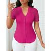 Women's Casual Summer/ Spring Printed Short-sleeved V-neck Blouse Shirt