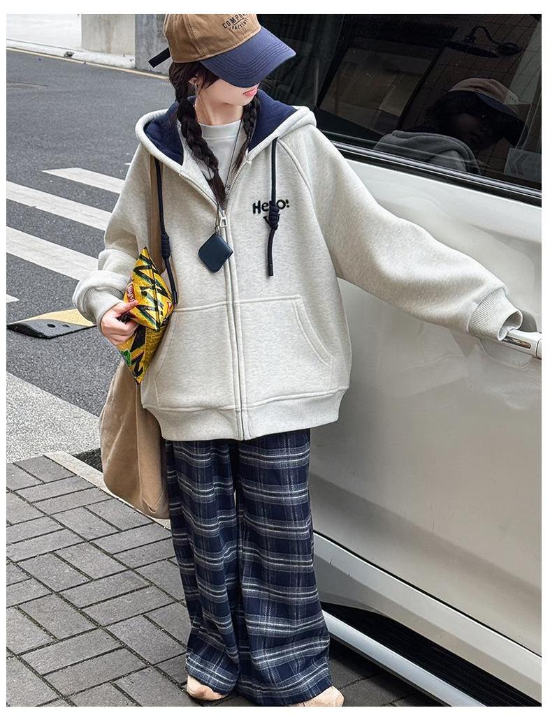 Girls' Korean-Style Hoodie Cardigan - Spring/Autumn 2026 Collection for Medium/Large Children, Stylish Hooded Top