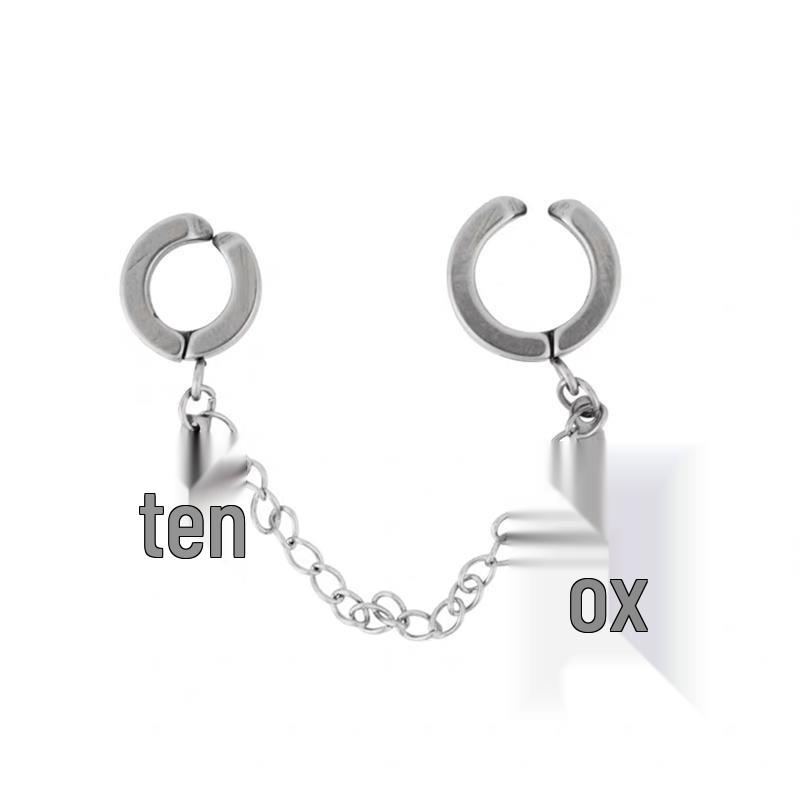 Titanium Steel Korean Cross Chain Stud Earrings for Women – Simple, Versatile Ear Bone Clip Jewelry.