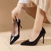 Fashion Women Shoes Pointed Toe Pumps Leather Dress High Heels Solid Color Sexy Shallow Mouth Spring Autumn Elegant Woman Heeled Shoes