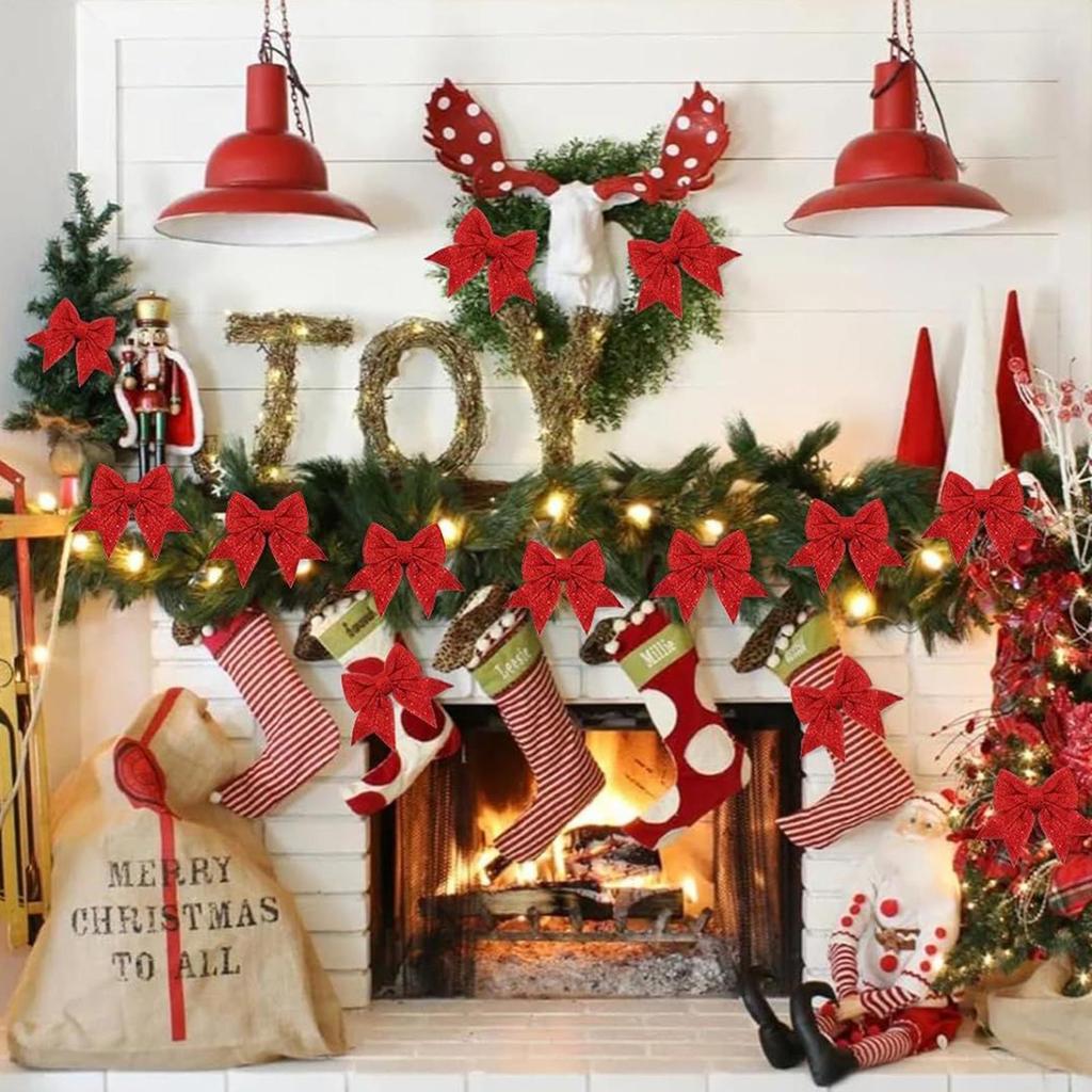 Bows For Christmas Tree 2 Piece Sparkly Tie Holiday Ribbon Bow Tree Topper For Home Outdoor Farmhouse Wall Indoor Crafts
