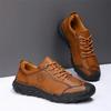 Fashion Men's Leather Casual Shoes Hand-stitched Retro Lightweight Soft Sole Anti-Slip Casual Shoes Outdoor Breathable Business Shoes