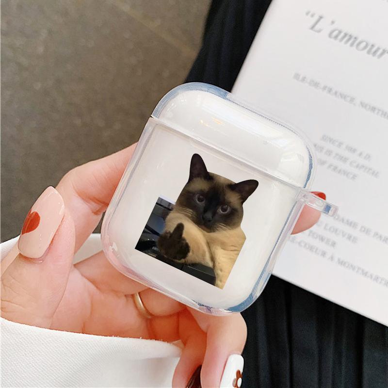 

Funny Cat Meme Earphone Cover for Apple Airpods 4 3 2 1 Coque Soft Clear Case for Airpod Pro 3 2 1 Soft Clear Fundas Cover Coque Airpods Pro3