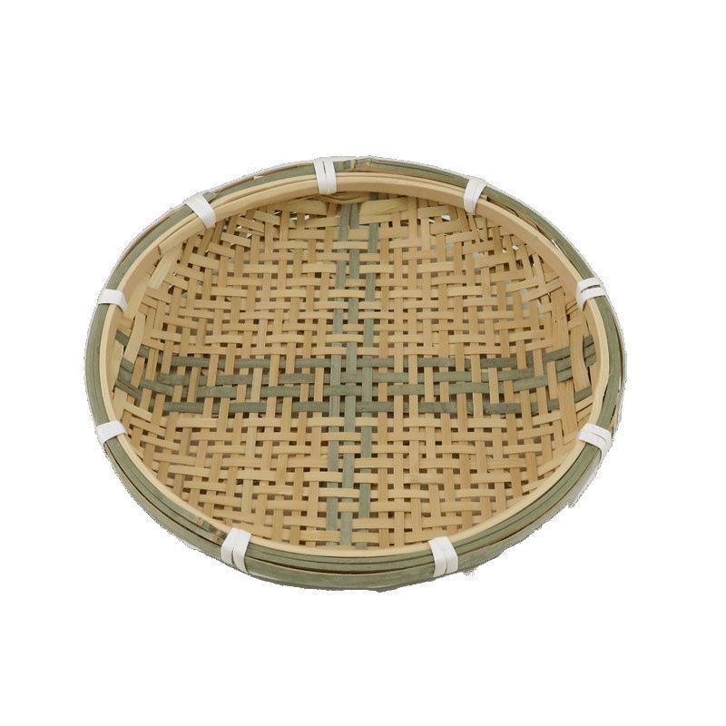 Blue Bamboo Weaving Sieve for Drying Tea, Dried Goods, and Rice - Round Winnowing Basket Tray