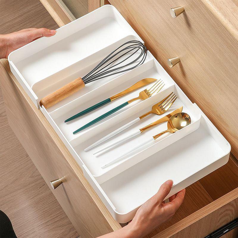 Utensil Drawer Organizer Cooking Silverware Tray for Kitchen Drawer Cutlery Flatware Holder, Plastic Spatula Tools and Gadgets