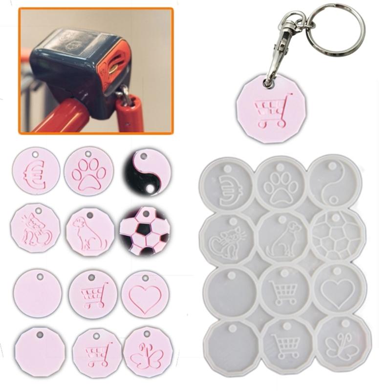 Weiße Silikonform zum Basteln einzigartiger Supermarkt-Einkaufswagen-Chips, flexible Silikonform für DIY Kristall-Token