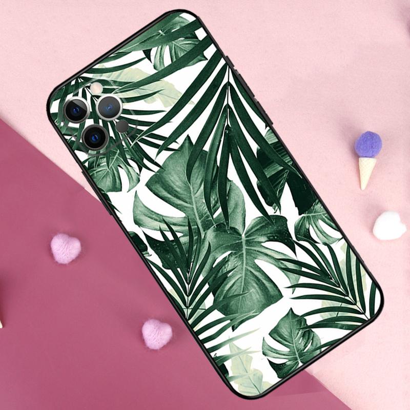Tropical Leaf Pattern Phone Case For iPhone 17 Pro Max 11 14 15 16 Pro Max Plus 12 13 Mini 17 Air 16e Back Cover