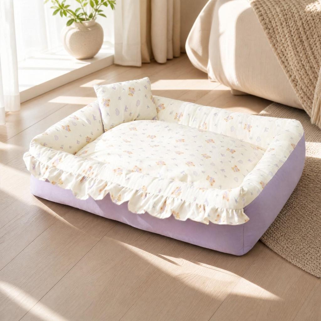 Machine Washable Thickened Rectangular Pet Bed with Removable Cover Supportive