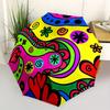 1pc Colorful Abstract Pattern Automatic Folding Umbrella - 8-Rib Iron Frame, Windproof, Portable Sunshade with Plastic Handle for Travel & O