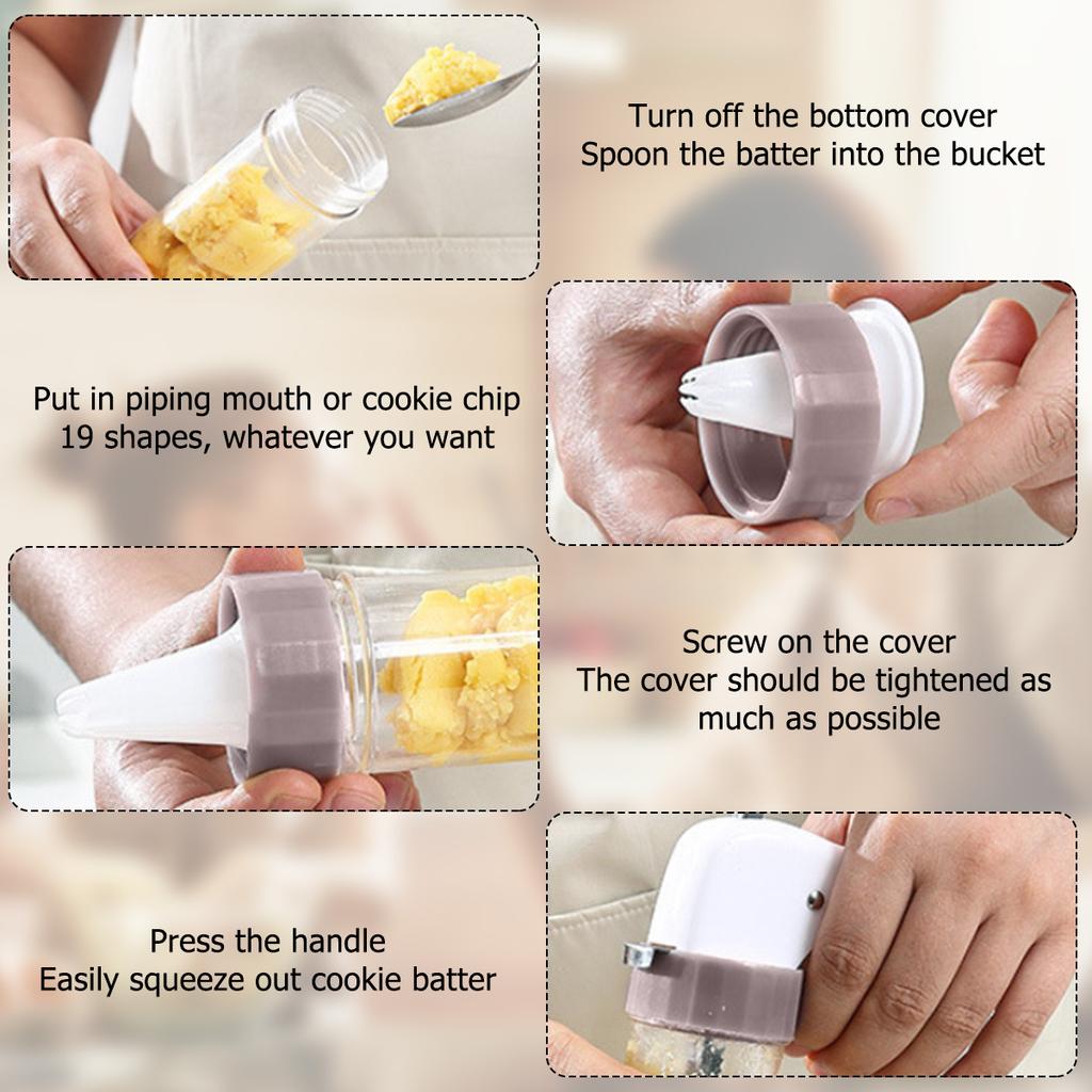 Cookie Press Set Cookie Press Gun Kit Biscuit Maker Churro Maker Cookie Press Machine with 13 Cookie Discs 6 Icing Nozzles Cake