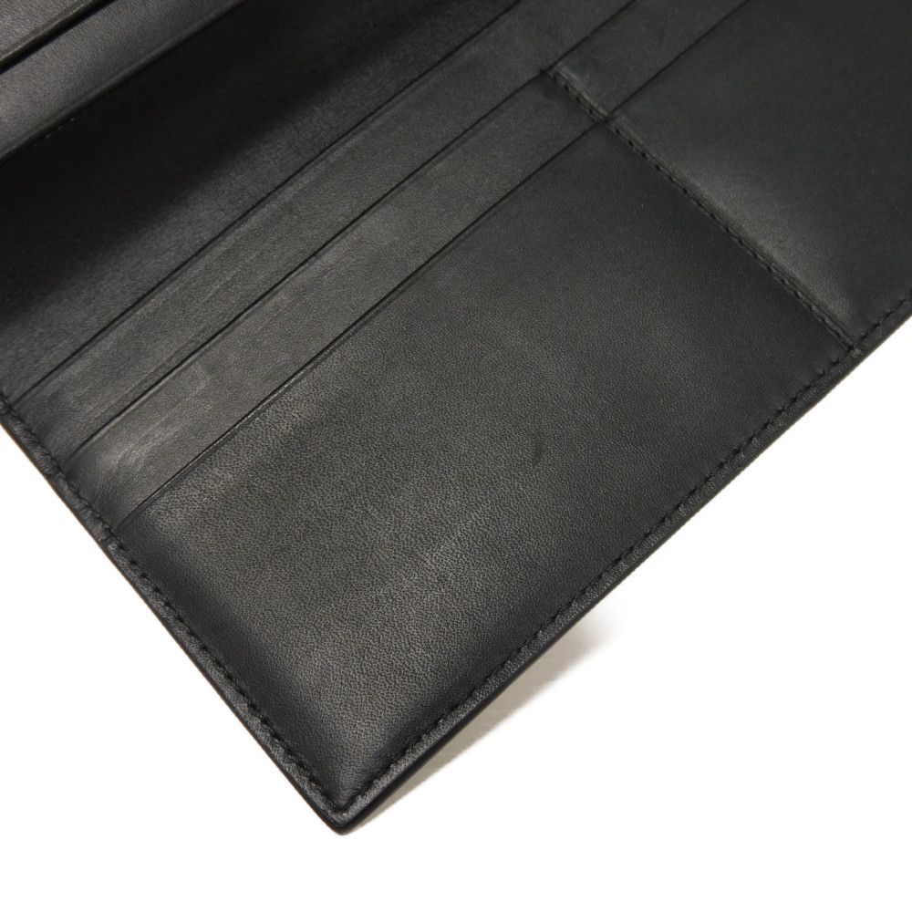 Used 12695 Linen Long Horizontal Wallet 101.79.978 7940 Textured Calfskin Bifold Anagram Embossed Black Men's from