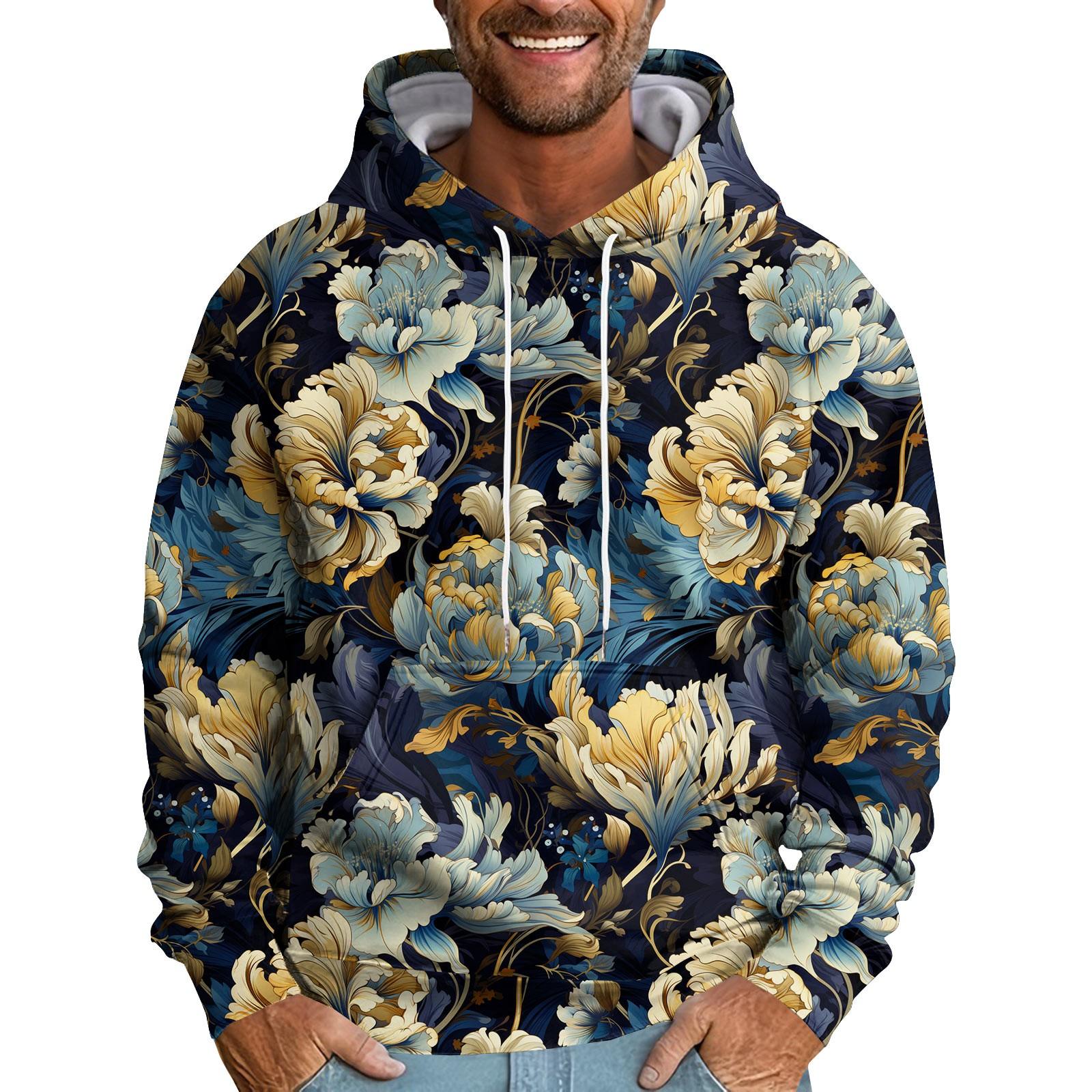 

Мужская толстовка с капюшоном и цветочным принтом, мужская повседневная модная спортивная толстовка XL