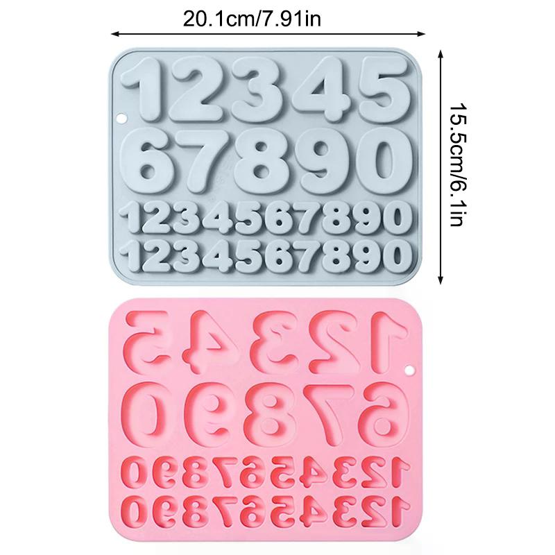 Molde de Silicone de Números, Molde de Chocolate de Números 0-9, Molde de Números Reutilizável, Decorações de Bolo de Feliz Aniversário, Molde para Assar Cupcakes