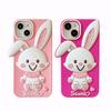 Cartoon Cute Rabbit Phone Case Compatible for iPhone 14 13 12 Pro Max 11 7 Plus Pink Stereoscopic Silicone Protective Cover