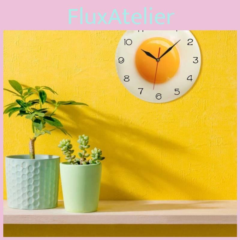 Clock Fried Egg Digital Pointer Silent Restaurant Acrylic Living Decor Room