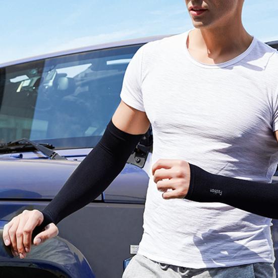 1 Pair Arm Sleeves UV Protection High Elasticity Nylon Sweat Absorbing Cooling Cycling Arm Sleeves for Exercise