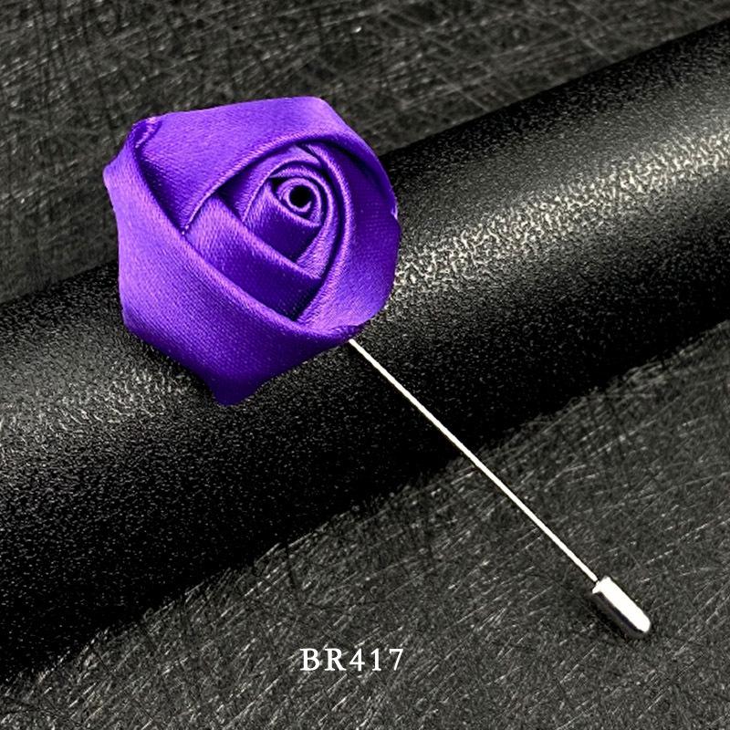 Handmade Multi-Color Rose Fabric Brooch Pin for Men's Suits - Korean Style Accessories
