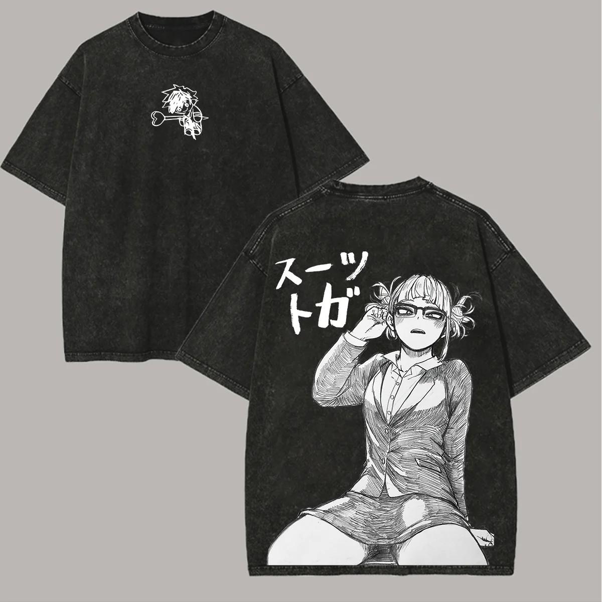

Anime My Hero Academia Toga Himiko Tshirt Mens Unisex Clothing Vintage Washed T Shirt Short Sleeve Cotton Tees Tops M
