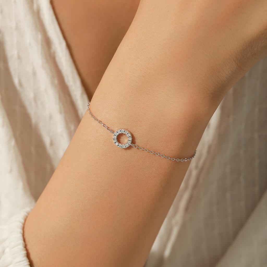 D Color Moissanite Bracelet 925 Sterling Silver Fashion Hallow Out Round Link Chain Bracelet For Women Fine Jewelry Gifts