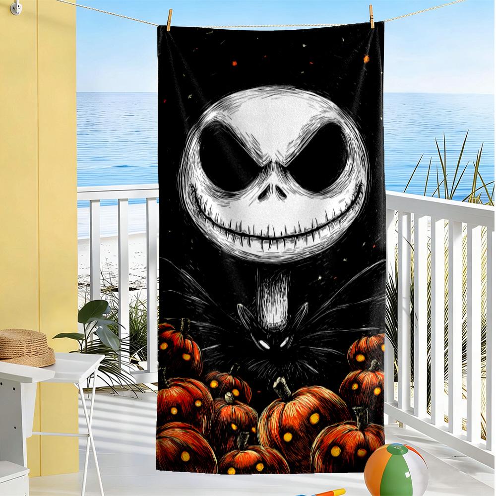 Jack Skellington Beach Towel Super Soft Microfiber Quickdry Fabric Comfortable Lightweight Perfect for Traveling Yoga Camping and Swimming