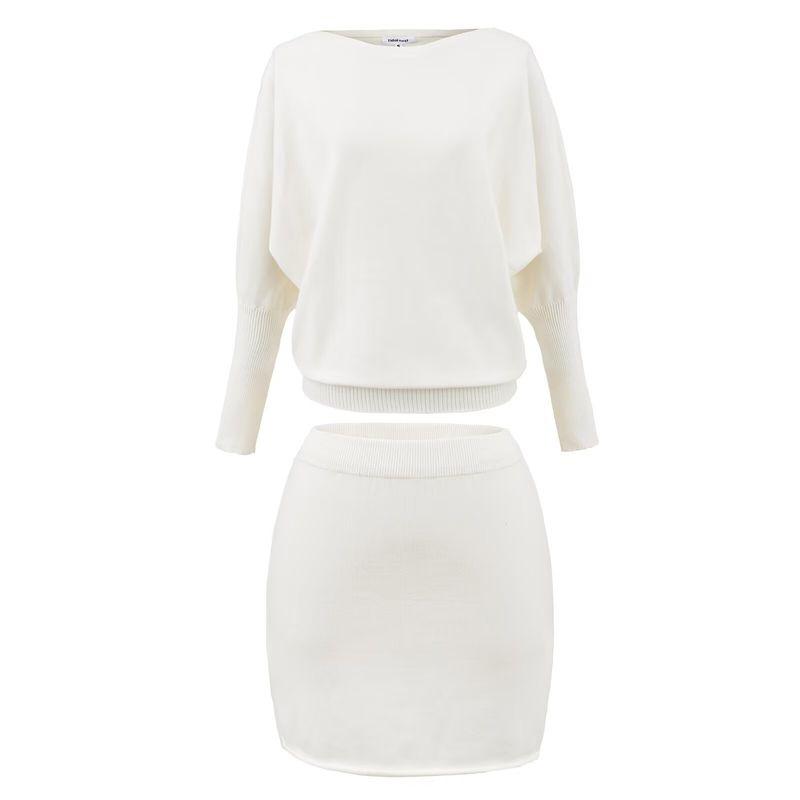 Za Export New Arrival Women's Clothing ZR Fashion Style Fashion All-Match Long Sleeves Shoulder Sweater Curling Bodycon Dress Two-piece Set