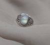 Rainbow Moonstone Ring: Oxidized 925 Sterling Silver, Boho Floral Design