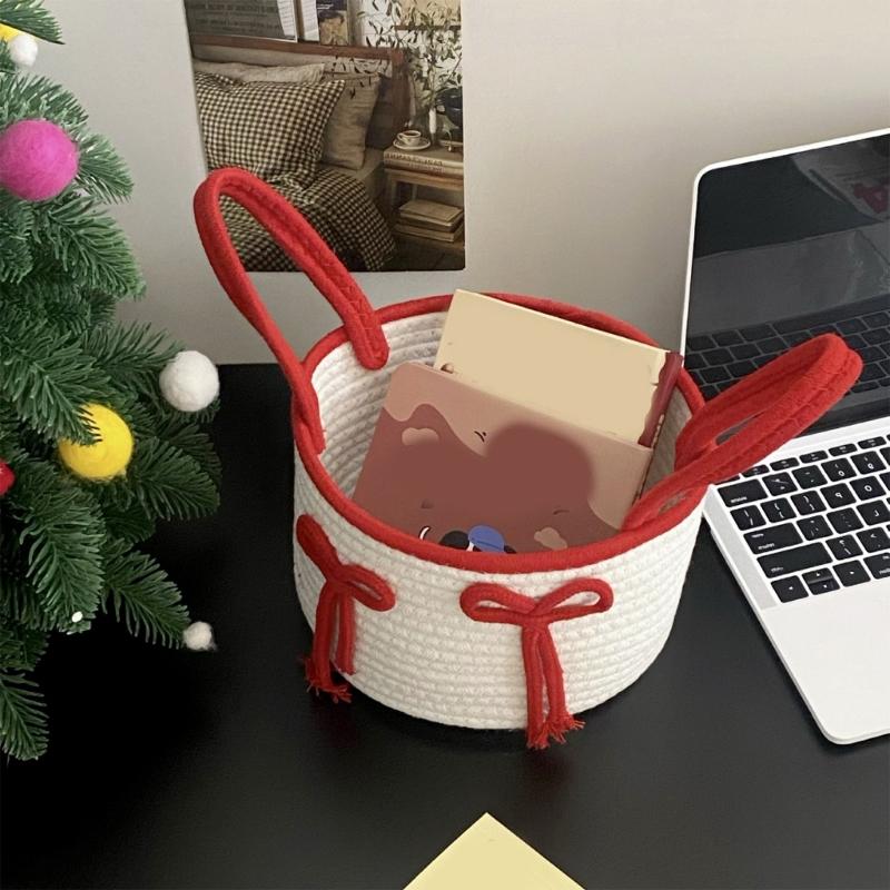 Large Capacity Cotton Rope Basket for Organizing Home Office Supplies Large Capacity Snacks Organizer Bedroom Decoration