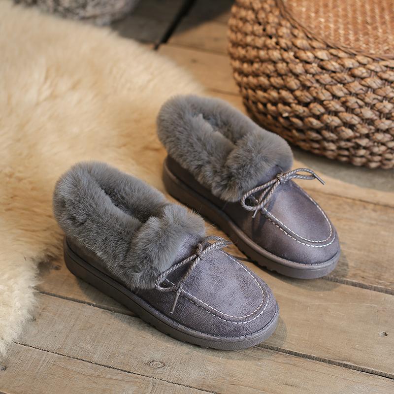 Fashion 2024 Winter Women Cotton Shoes Comfortable Plush Warm Snow Boots Ladies Casual Flat Short Boots Solid Color Furry Females Shoes
