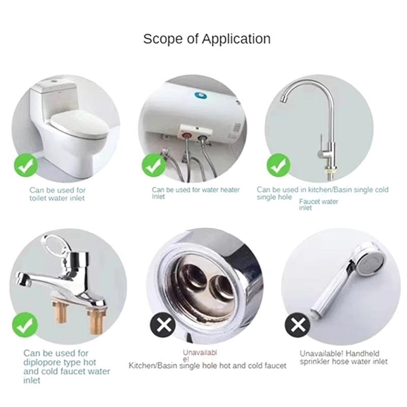 304 Stainless Steel Faucet Braided Water Pipe 1/2 Inch High Pressure Toilet Heater  And Cold Water Inlet Flexible Hose