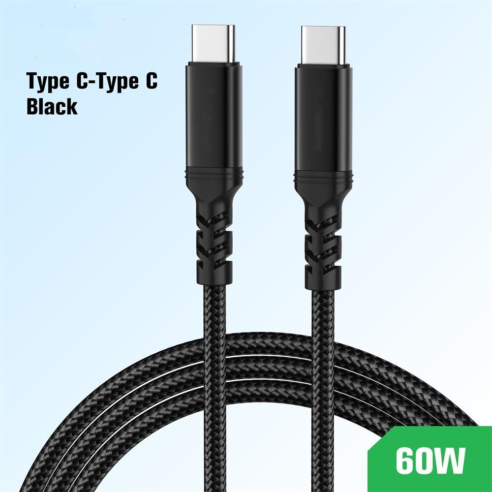 60W Type C To Type C Fast Charging Cable Extended Nylon Braided Data Cord Dual PD Port Quick Charging Extended Cable 1/2/3/5/8M