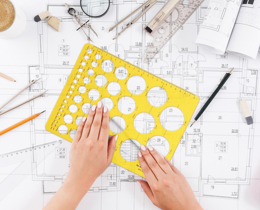 Traceease Trace Simple Trace Stable, Geometric Circular Symbols, Art and Crafts Tool for Drawing, Measurement Plastic Ruler Scale
