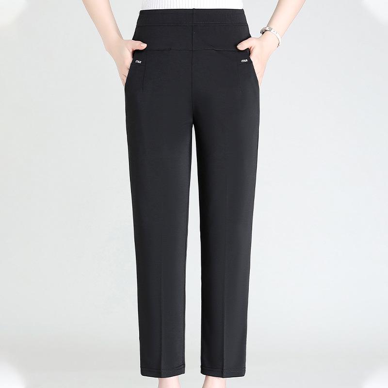 

Mom s Summer Stylish Loose Nine-Point Pants for Middle-Aged & Elderly Women 6XL (165-180 jin) чёрный