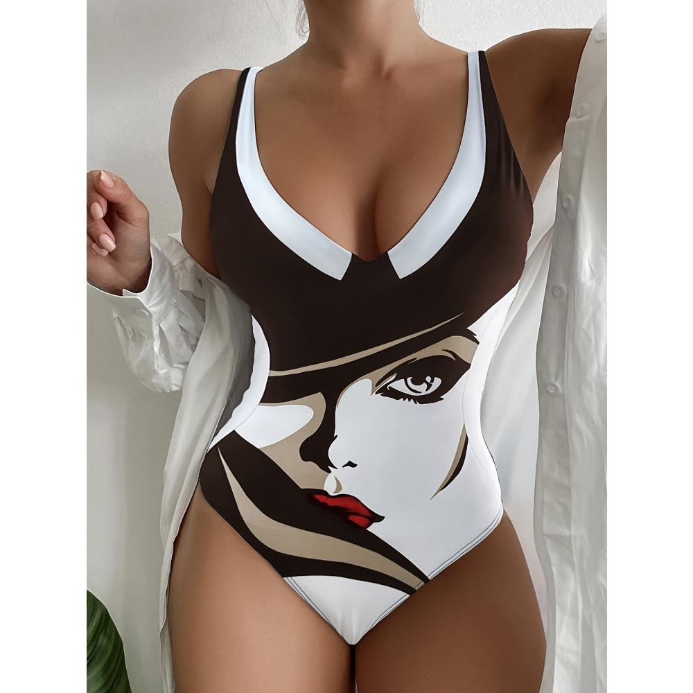 Kvinner One Piece Mote Sexy badedrakt med høy midje Kvinners tynn og konservativ badedrakt i stor størrelse Strand Badetøy Bikini ved sjøen