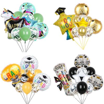 2024 Graduation Season 12-Inch Latex Sequined Aluminum Film Balloon 10-Piece Set Happy Grad Party Arrangement Gift