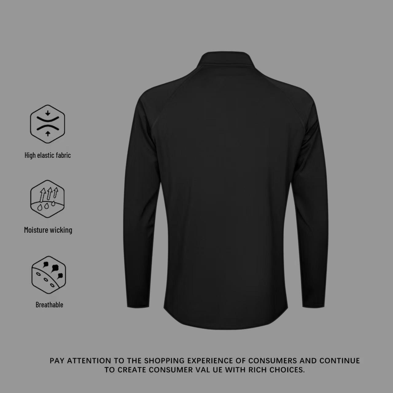 

Men s Quick-Dry Half-Zip Long-Sleeve Running Shirt - Breathable, Stand-Up Collar, Perfect for Spring & Autumn. XXL suitable for 67.5-75kg