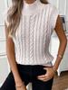 Women's Winter Sleeveless High Collar Vest Sweater - European & American Style, Solid Color