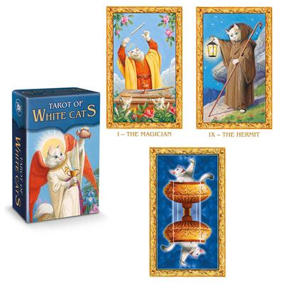 [A1340] - Mini Designer Tarot 'Tarot of White Cats' - 9x6x4 Cm
