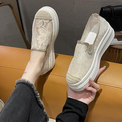 Chaussures de pêcheur femmes printemps et été nouvelles chaussures plates paresseuses en maille à lacets enfants