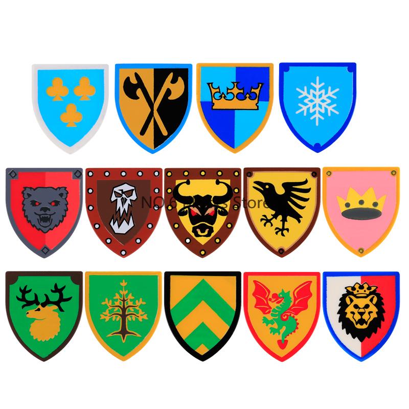 Medieval Military Castle Knight Accessories Building Block Roman Figure Soldier Crusader Viking Shield Armor Eagle Brick Toy S01