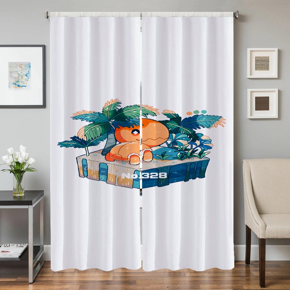 Home Interior Kitchen Curtains for Living Room 2 Pieces Blackout Curtains Door Curtain Pokemon Partition Bedroom Decoration