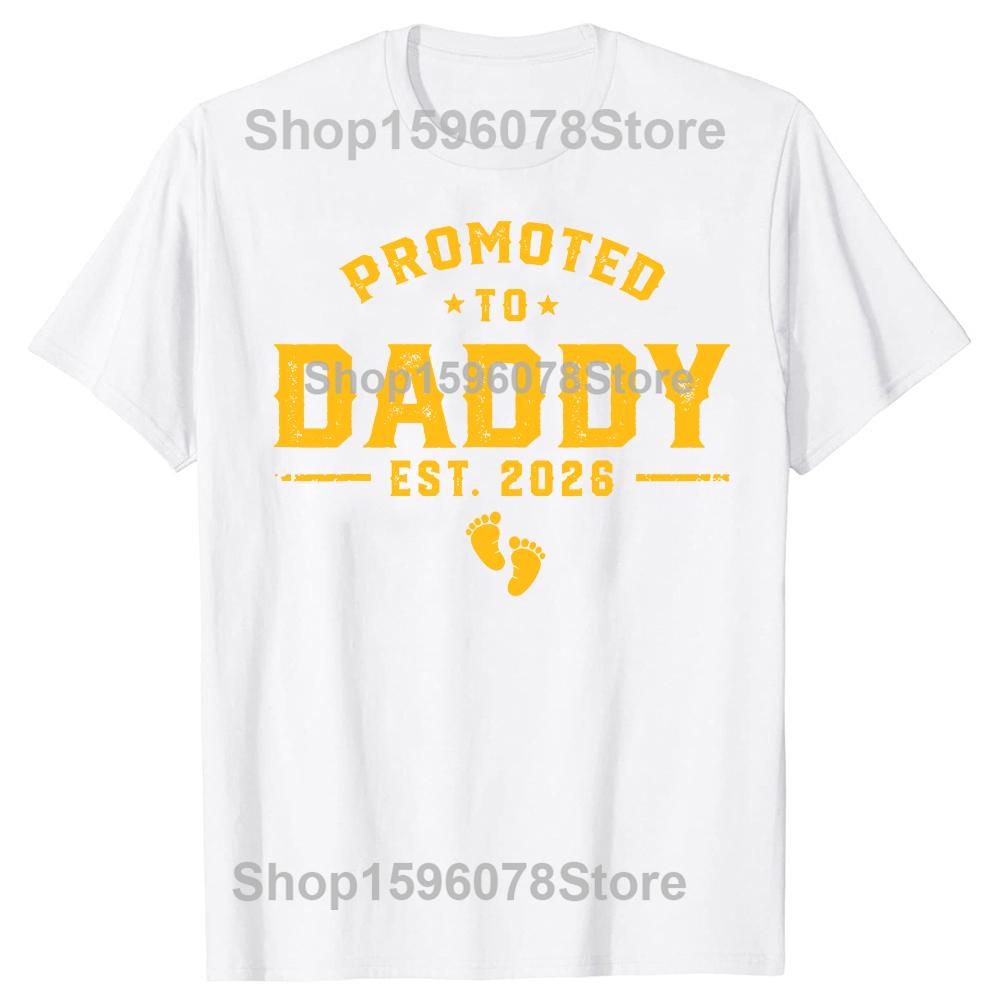 Funny Vintage Daddy Est 2026 New Dad To Be Graphic Tshirt Men Women Hip Hop Oversized T Shirt 100 Cotton Comfort Tshirts S