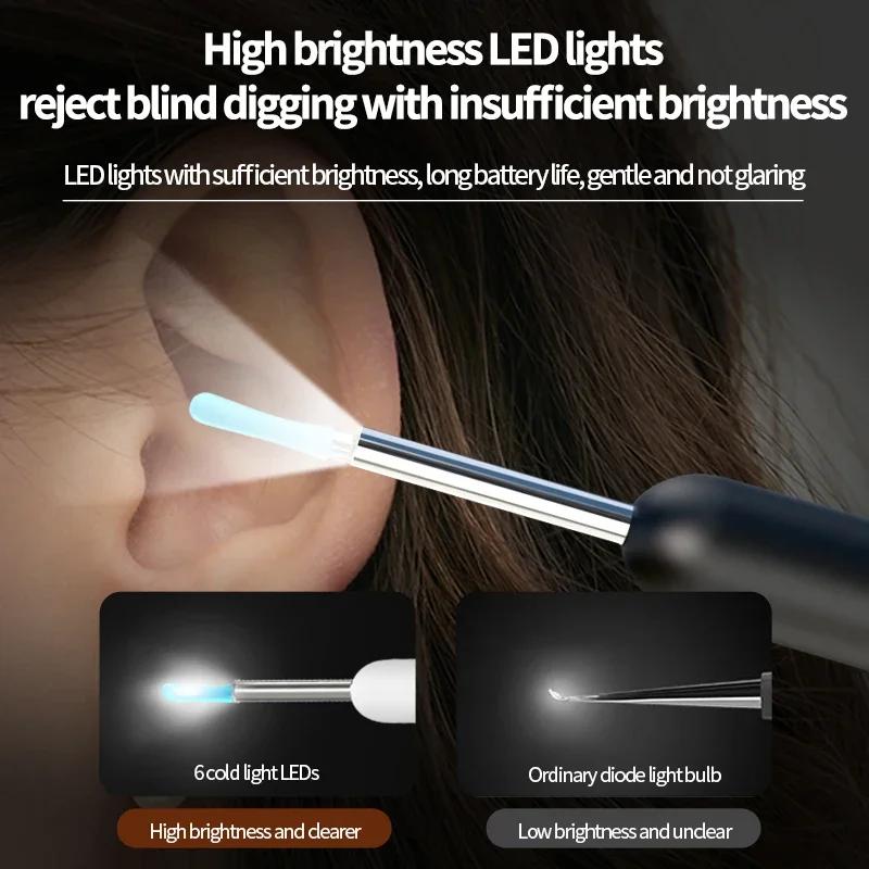 Smart Visual Ear Cleaner Set With Camera 1080P Ear Sticks Ear Wax Removal Tool Wifi Connection Hd Led Lights Earpick Endoscope
