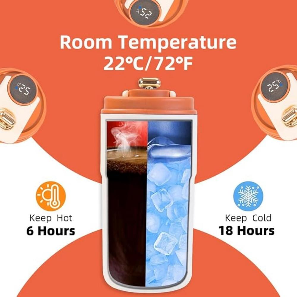450ml Smart Temp Display Thermos Bottle, 316 Stainless Steel Vacuum Insulated Coffee Mug for Office Business