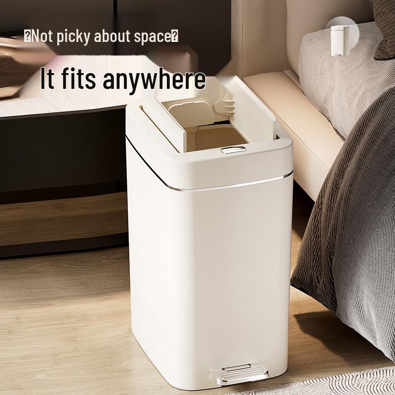 Silent Slow-Closing Trash Can with Foot Pedal Lid for Kitchen & Bathroom