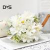 Simulated Flower Bouquet 5 Forks Flower Leaves Artificial Bouquet Realistic Silk Flowers Indoor Outdoor Decoration
