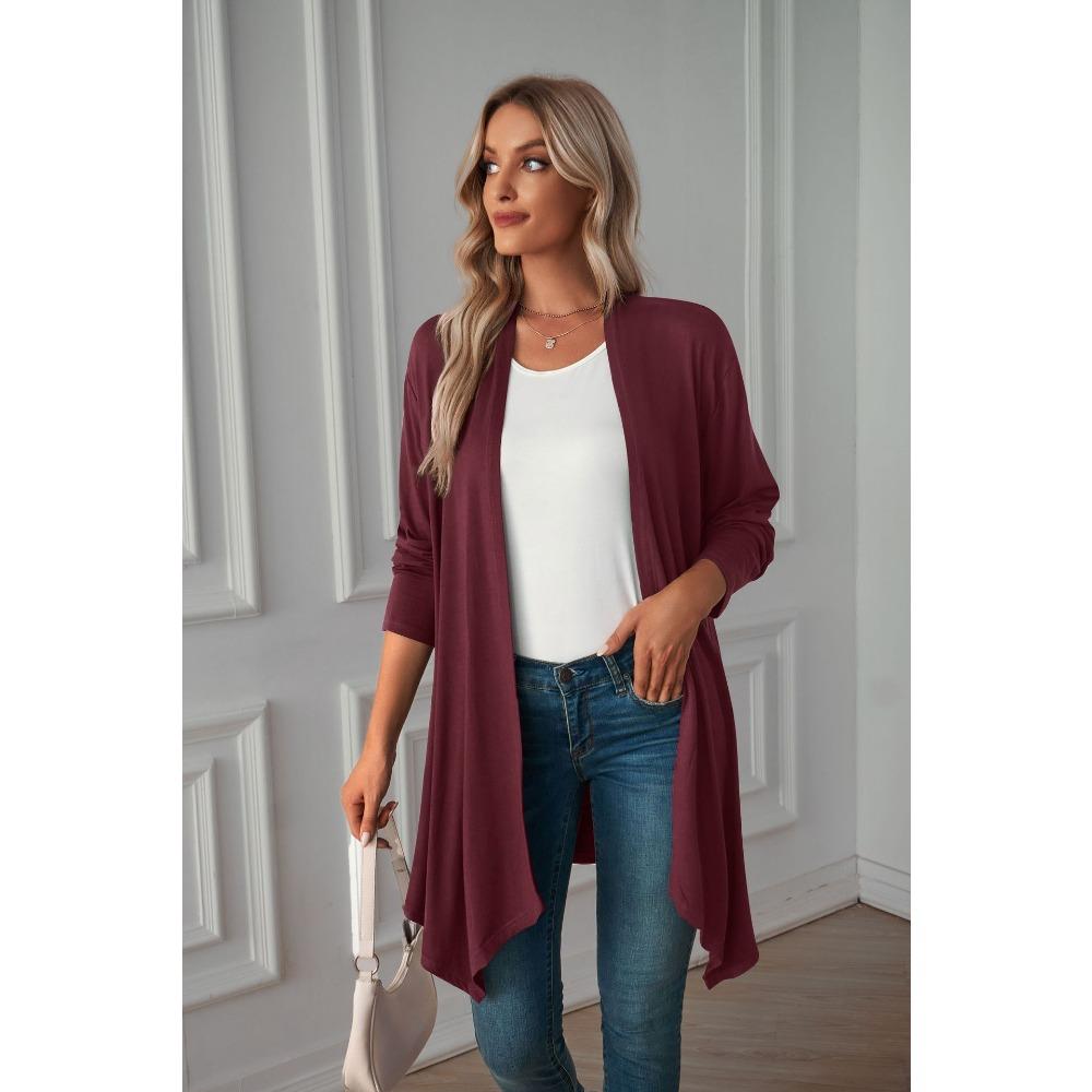 Women's Long Sleeve Jacket Fall New Arrival Solid Color Long Sleeve Cardigan Women's Outerwear Casual Long Top