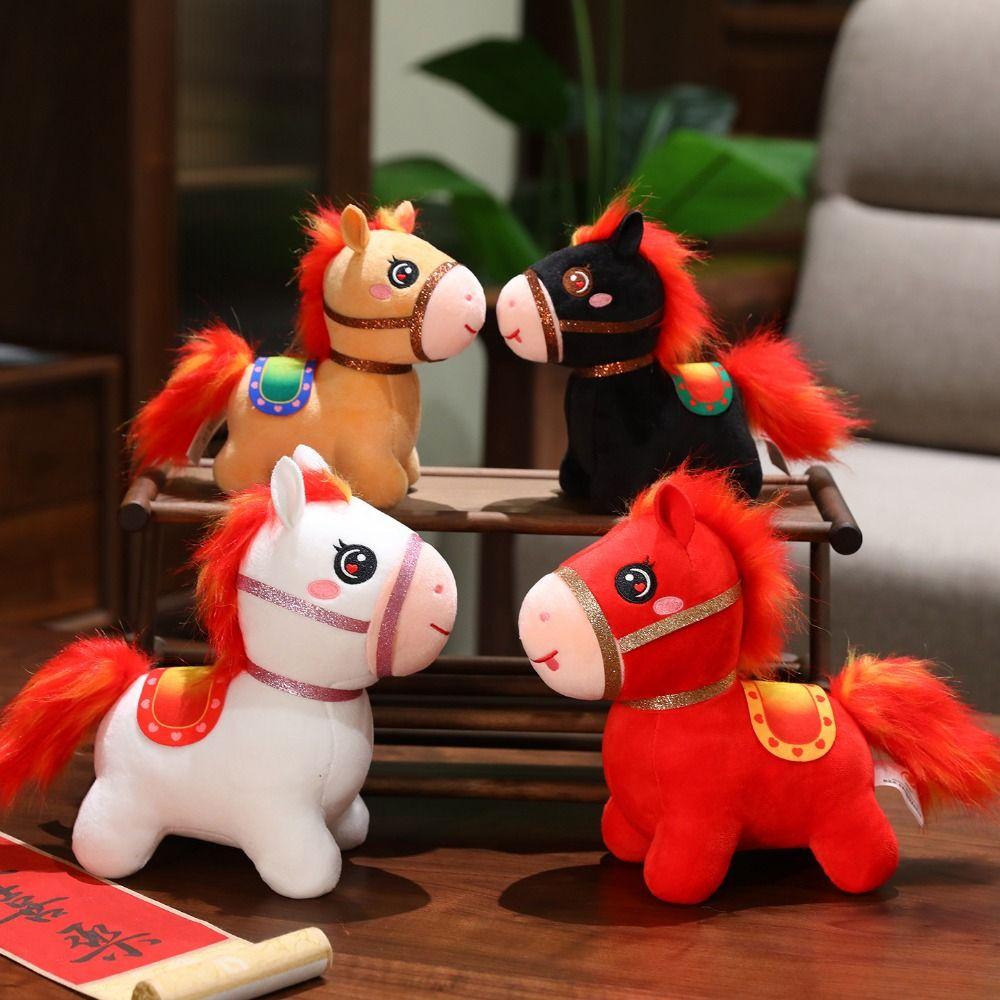 Cartoon Stuffed Animal Horse Fluffy Horse Zodiac Horse Plush Toy  Year of The Horse