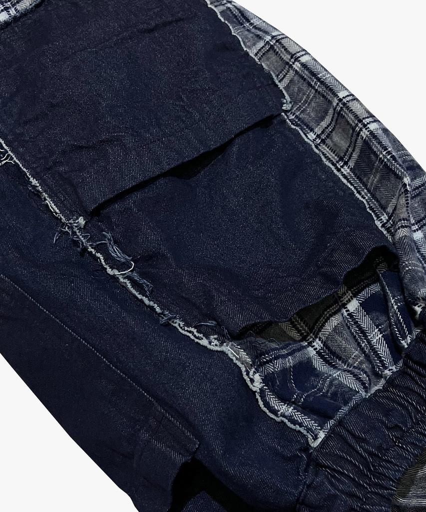 Nainneoscheu Grunge Burner Check Pants_Blue