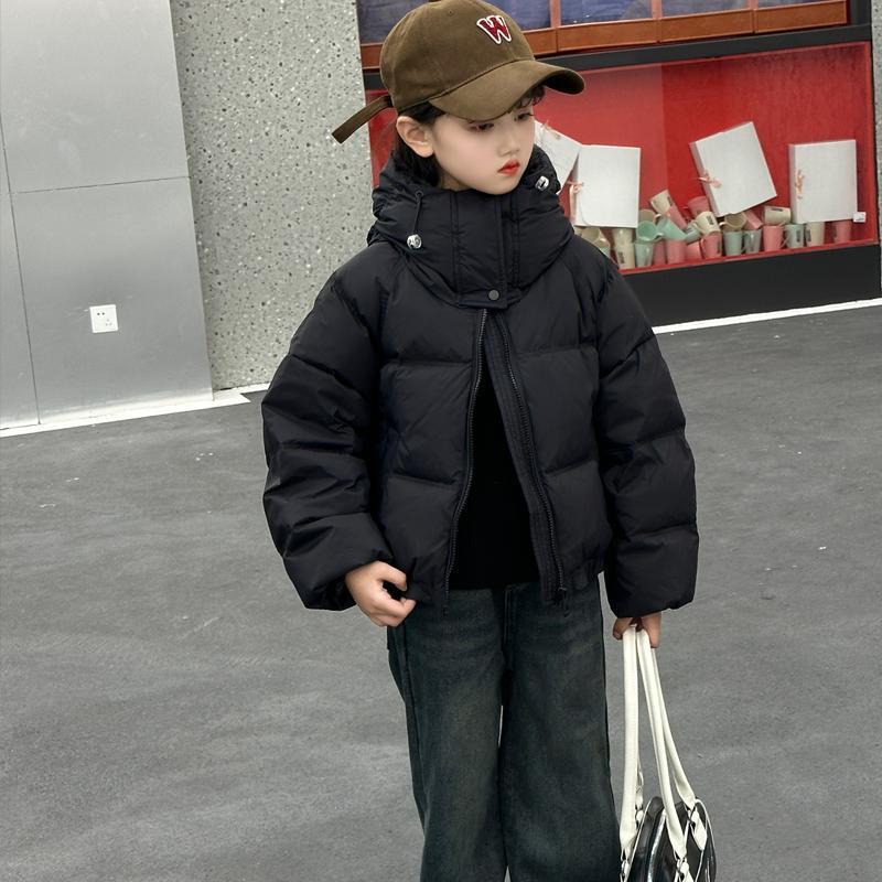 Kurtka zimowa dla dziewcząt, gładka, gruba, ciepła, z kapturem, na zamek, parka dla chłopców, bawełna, puch, odzież wierzchnia